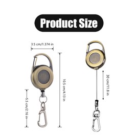 ZWxqysp 2-piece retractable retro metal badge keychain, heavy-duty badge scroll holder, suitable for outdoor activities