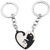 fogman Cat Pair Key Chain Couples Matching Heart Shaped Cute
