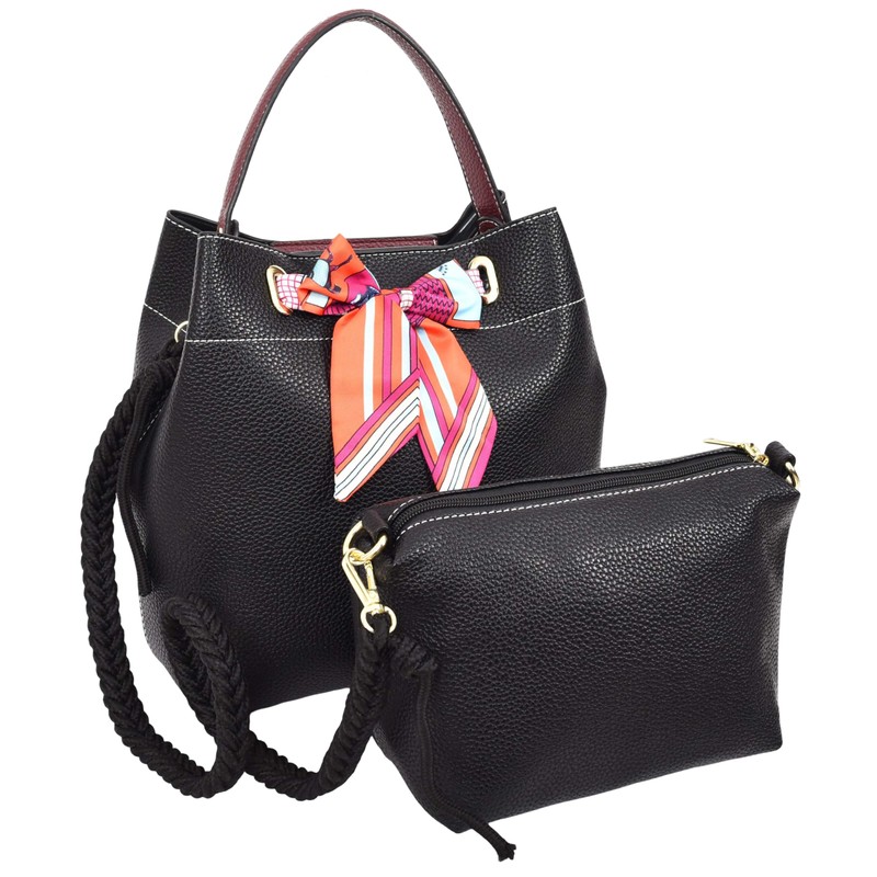 Womens Faux Leather Handbag Shoulder Tote with Cosmetics Bag Willow