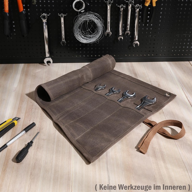 Rolling Bag for Wrenches and Tools, 16 oz Waxed Canvas,