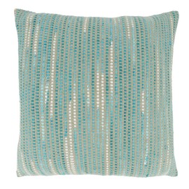 Fennco Styles Striped Woven Decorative Cotton Throw Pillow Cover 20" W x 20" L - Blue Square Cushion Case for Home, Couch, Bedroom, Living Room and Office Décor