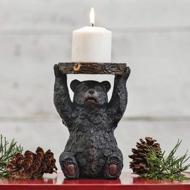 BLACK FOREST DECOR Timber Bear Candle Stand