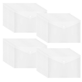 40 Pcs Clear Plastic Envelope with Snap Button Closure, Plastic Waterproof Envelope File Folder, Transparent Folders for Documents, Letter Size, A4 Size, for School and Office Supplies