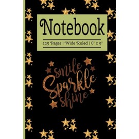 Notebook Stunning Gold Star Design Includes Smile Sparkle Shine Inspirational Words For Adults Teens Kids
