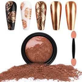 Artdone Chrome Nail Powder, Copper Iridescent Aurora Powder Metallic Mirror Effect Pigment Pearlescent Mermaid Pigment Pearl Glitter Dust Kit, Nail Art Decoration, Resin Craft