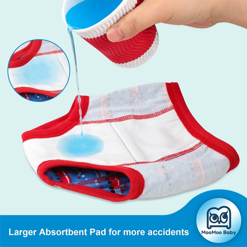 MooMoo Baby 6 Packs Potty Training Underwear Absorbent Vehicle Training