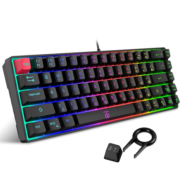 Snpurdiri 60% Percent Gaming Keyboard, Ergonomic Small Mini Gaming Keyboard,