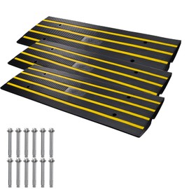 VEVOR Rubber Curb Ramp for Driveway 3 Pack, 15T Heavy Duty Sidewalk Curb Ramp, 2.6" Rise Height Cable Cover Curbside Bridge Ramp for Garage for Low Cars, Wheelchairs