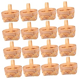 STOBAZA 16pcs Miniature Handwoven Wooden Candy Baskets for Weddings Parties Events Lightweight Burr Design for Treats Woven Containers