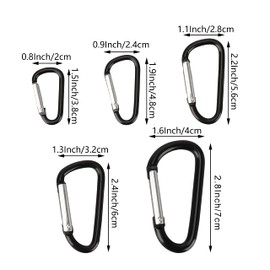 SWATOM Aluminum Carabiner Clip Snap Hook Keyring 1.5/1.9/2.2/2.4/2.8 Inch Carabiners Keychains Black(10P/20P)