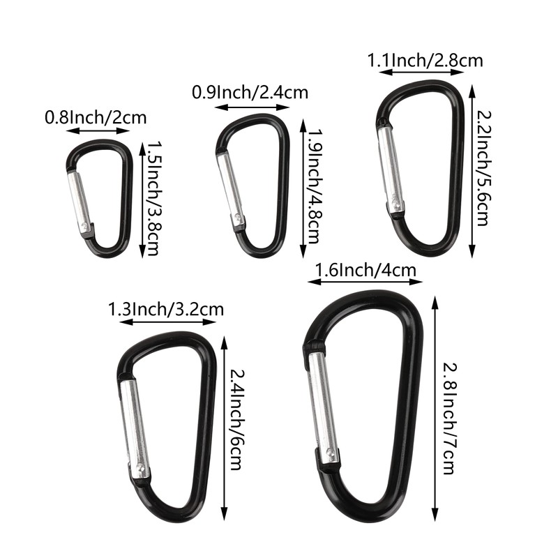 SWATOM Aluminum Carabiner Clip Snap Hook Keyring 1.5/1.9/2.2/2.4/2.8 Inch Carabiners