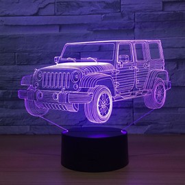 7 Color Changing Night Lamp 3D Atmosphere Bulbing Light 3D Visual Illusion LED Lamp for Kids Toy Christmas Birthday Gifts (Car)