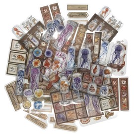 ZMLSED Ocean Scrapbook Stickers, 40Pcs Shell Decorative Retro Decal Adhesive Aesthetic for Craft Art Bullet Junk Journal Laptop DIY Paper Planner Notebook Collage Album