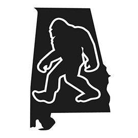 Alabama State Bigfoot Sticker - 5" Decal {Black}- Big Foot, yeti Sticker, Sasquatch, boggy Billy Sticker, Boogie Man, Yeahoh, I Believe, Bama, I Love AL, Home, Momo