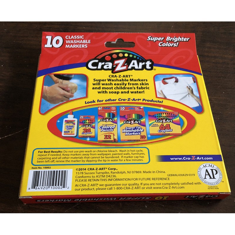 CRA-Z-ART Super Washable Broadline Markers 10 Bright Classic Colors ART