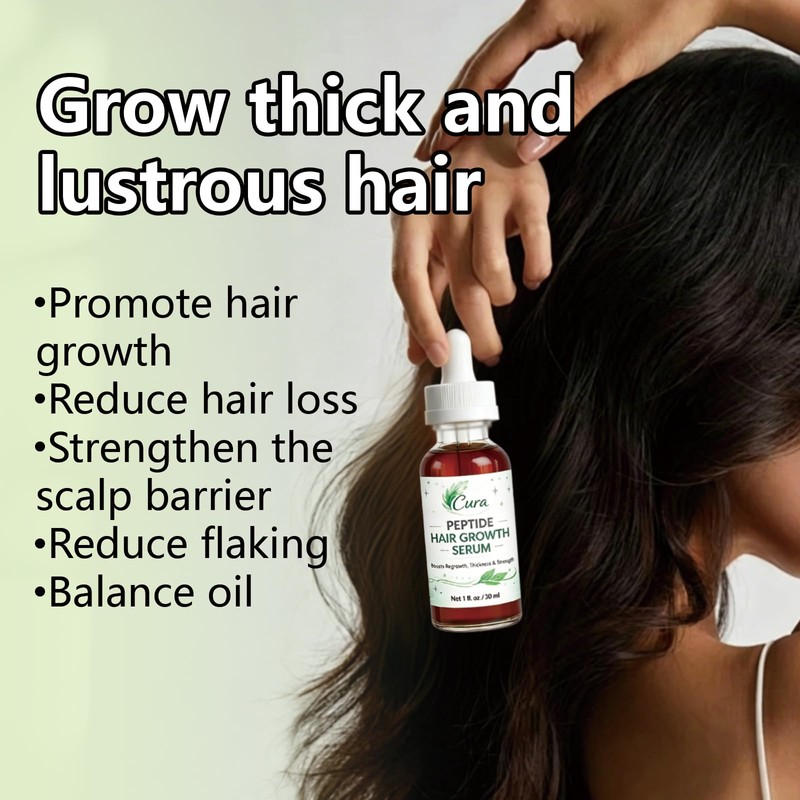 Cura Peptide Hair Growth Serum Support Fuller-Looking Hair, 1 Fl