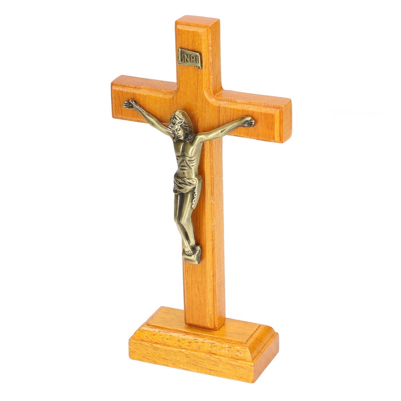 Crucifix Wooden Hand Made Standing Catholic Jesus Crucifix Wall Cross