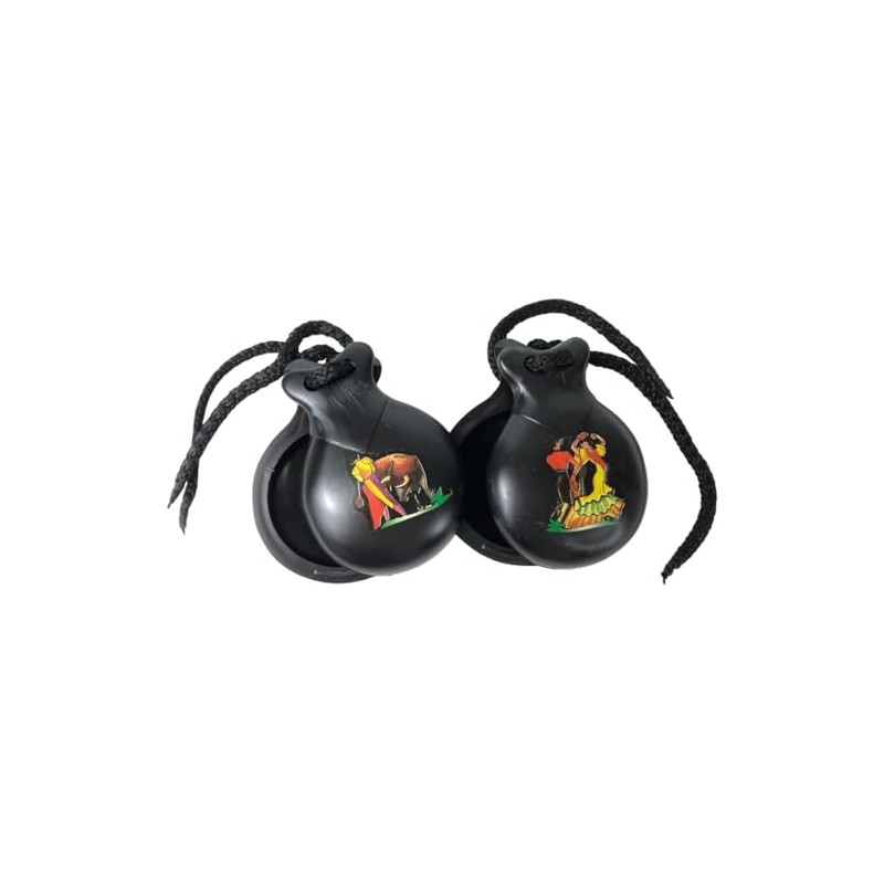 Spanish castanet souvenir, black color with typical Spanish drawings.