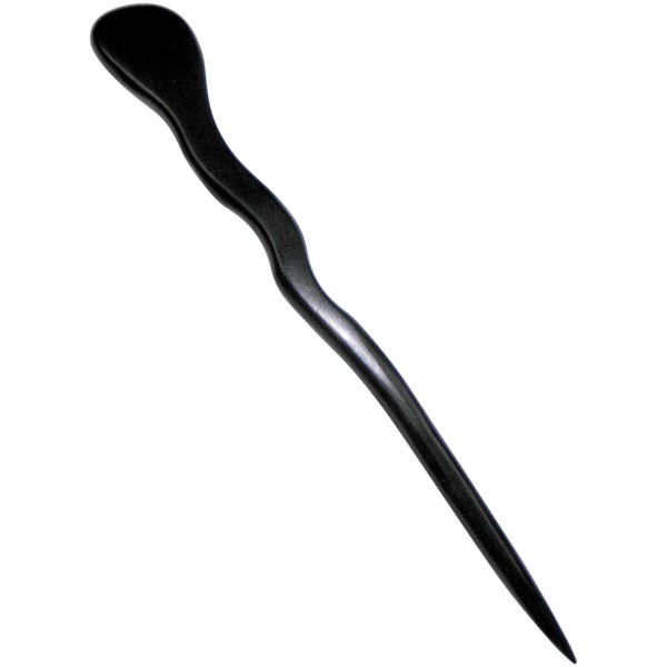 JWL (1) Ebony Spiral 6 Inch Hair Stick Pick Pic Pin Fork - Hawaiian Style
