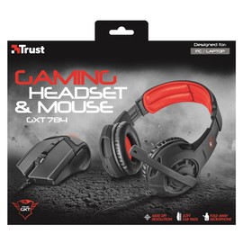 Trust 21472 Auriculares y Mouse gxt 784 Negros, Color Pack of/Paquete de 1
