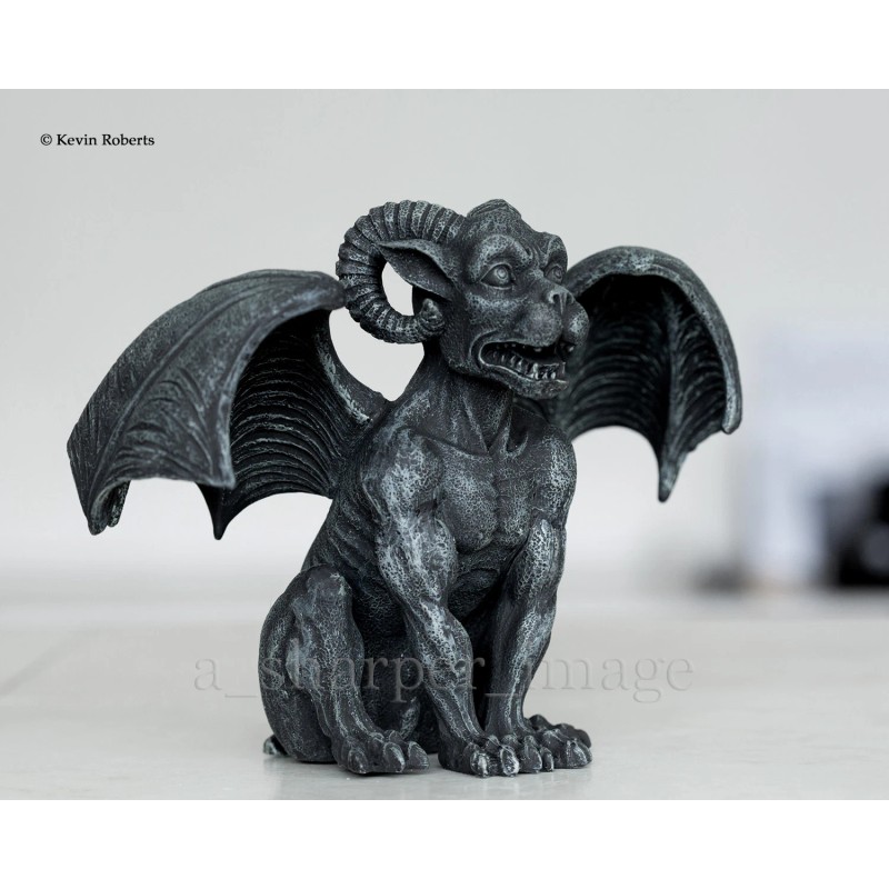 Winged Ram Horned 'Stone' Gargoyle Chimera Guardian Gothic Statue Superb