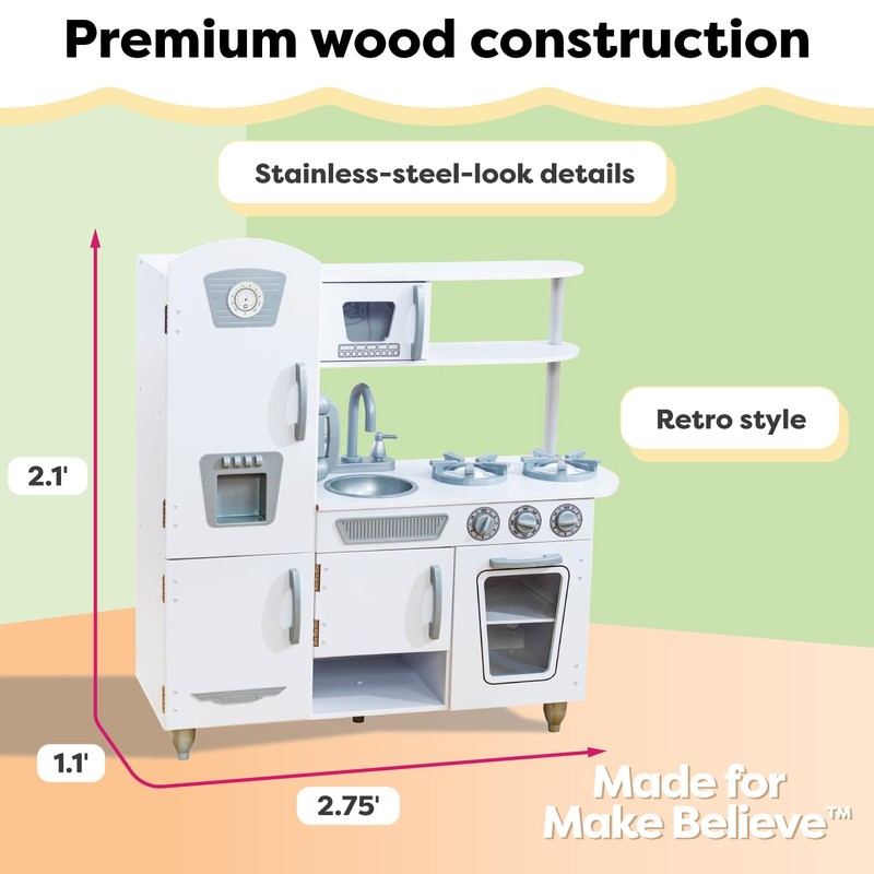 KidKraft Vintage Wooden Play Kitchen with Pretend Ice Maker and