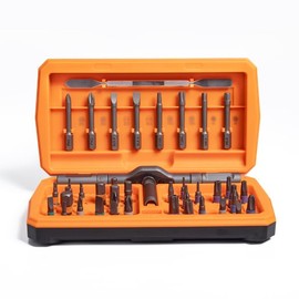 ANVANNA Screwdriver kit 42 in 1 aluminum alloy material, ratchet magnetic, DIY combination flexible shaft, suitable for furniture assembly, electrical repair, bicycle tools, Orange