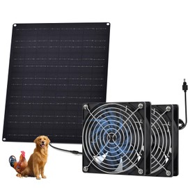 HASDSAGY Solar Powered Fan, 25W Solar Fans for Outside Vent Exhaust Fan Waterproof for Shed Chicken Coops Greenhouse Doghouses Pet House for Intake or Exhaust Air Cooling