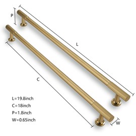 CABDM 1 Pack 18inch(457mm) Center to Center Appliance PullsBrushed Brass Cabinet pulls Solid Heavy-Duty Kitchen Cabinet Handles Drawer Pulls Cupboard Hardware for Cabinets