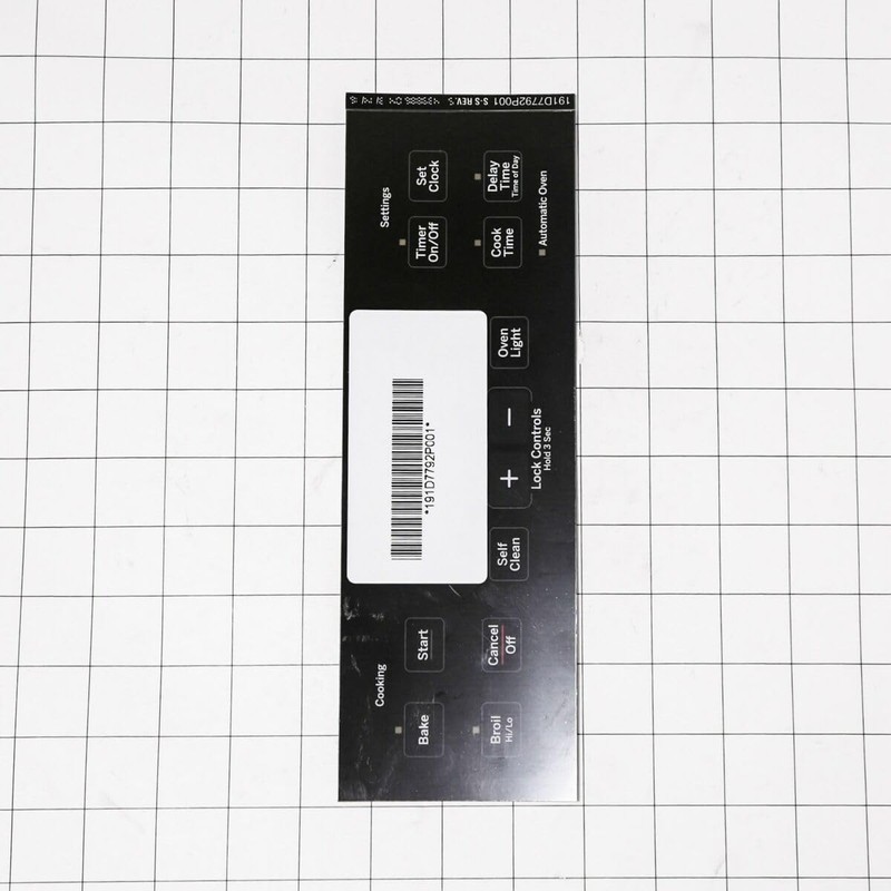 WB27T11511 for GE Specific Models Range Faceplate Overlay 191D7792P001