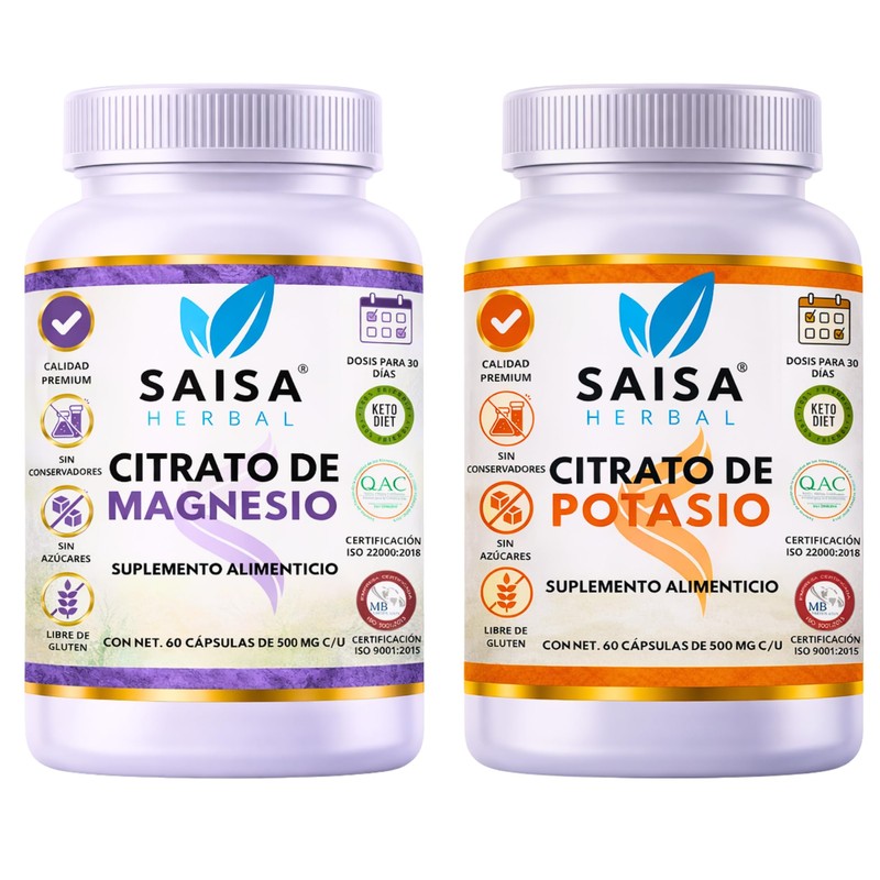 Citrato de Magnesio y Citrato de Potasio con 60 cápsulas