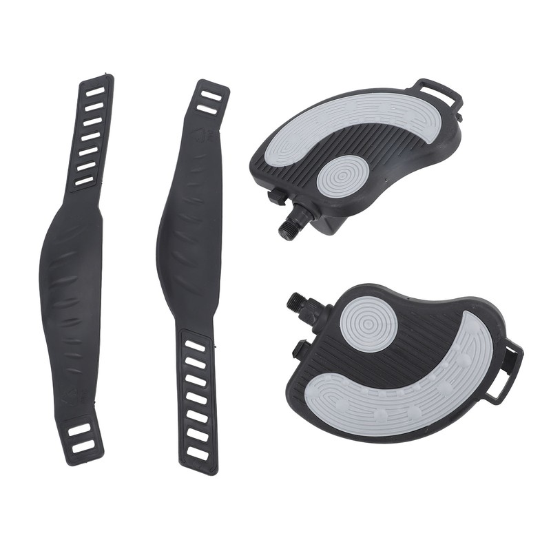 2PCS Exercise Bike Pedals with Straps PP PVC Stainless Steel