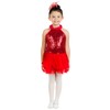 Danzcue Girls Halter Red Sequin Ballet Dress Jazz Costumes (12-14,