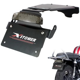 Xitomer Fender Eliminator Compatible with Water-Cooled Bonneville T100 2016-2022 Water Cooled Bonneville T120 Tail Tidy Motorcycle License Plate Holder with Tail Light/License Plate Light (Smoke)