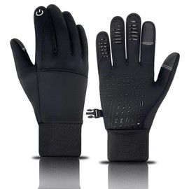 lifwimner Winter Gloves for Men & Women Anti Slip Touchscreen Warm Fleece Windproof & Waterproof Running & Cycling Driving Gloves (Black, XL)