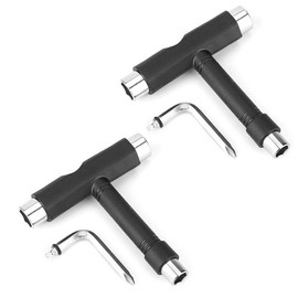 Alomejor 2 Sets Skateboard Wrench Steel T Shape Skateboard Roller Skate Tool Multifunctional Repair Tool