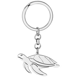 DALANE Stainless Steel Keyring Shark Turtle Crab Dolphin Seahorse Key Ring Ocean Animal Jewellery Gifts for Women Girls Decoration, Silver Plated Turtle