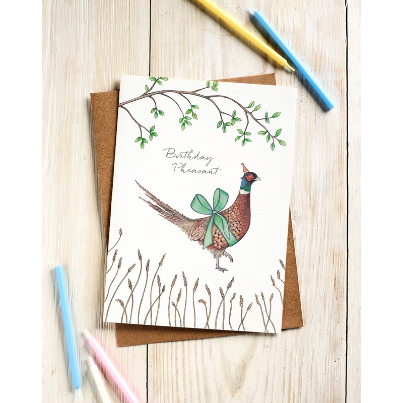 Lottie Murphy Pheasant Birthday Card - 'Birthday Pheasant' - Card