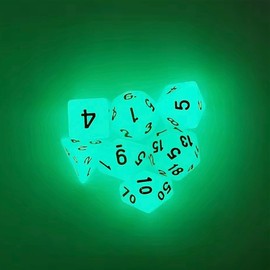 DND Dice - Glow-in-the-Dark DND Dice Set (7-Piece) - Luminous RPG Dice - Fluorescent & Luminous in the Dark
