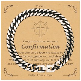 DARIN GIFT To My Brother Cuban Link Bracelet Gifts For Brother From Sister - God's Love Will Always Be There - Catholic Christian Baptism First Communion Confirmation Christmas Gifts