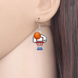BONSNY Novelty Floral Acrylic Dangle Physical Culture Sports Basketball Earrings for Women Girls Jewellry Gifts Funny Sensitive Ears Hypoallergenic Charms (Basketball)
