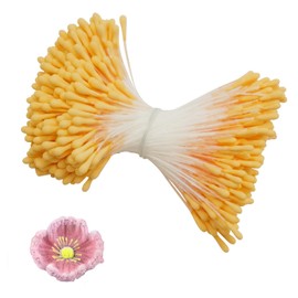 AzureRay Pfeifenreiniger Blumen, 350 Stück Pfeifenputzer zum Basteln Blumen mit Zwei Perlen Köpfen 3mm, Gelbe Staubblätter für Tulpen & Blumensträuße, Ideal für DIY Handwerksprojekte