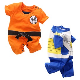 YFYBaby Baby Boys' 2 Pack Short Sleeve Romper Toddler Cartoon Onesie Outfits Orange/Blue