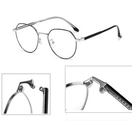 QYAJS 1 Pair Metal Glasses Replacement Arms Glasses Replacement Temple Black Eyeglasses Arms Legs, Screws, Screw Washers and 3-in-1 Screwdriver Convex Teeth Single Teeth