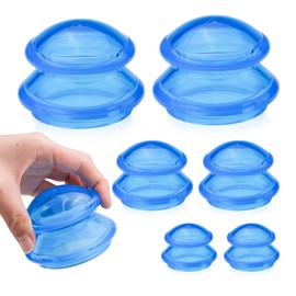 Chihutown 6PCS Massage Cups, Cupping Set 3 Sizes, Blue Massage Cups for Cupping Therapy, Cupping Without Fire, Suction Cups for Body, Massage Tools, Practical Presents (Blue)