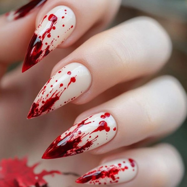 MISUD Press on Nails - Medium Stiletto Glue on Nails