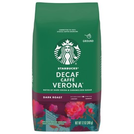 Starbucks Decaf Ground Coffee, Caffè Verona, Dark Roast Decaffeinated Ground 100% Arabica Coffee, Notes of Dark Cocoa & Caramelized Sugar, 12-Ounce Bag (Pack of 2)