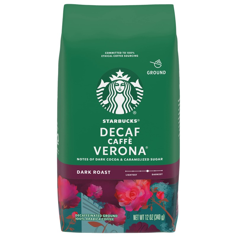 Starbucks Decaf Ground Coffee, Caffè Verona, Dark Roast Decaffeinated Ground