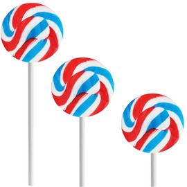 Fruidles Round Patriotic Lollipop, USA Red, Blue, & White Mixed Fruit Flavor, Individually Wrapped, 1.5" Inch (15 gram) Sucker (Pack of 48)