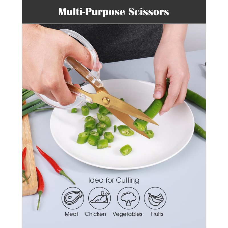Kitchen Shears Scissors & Sharp Scissors, ARCHIKING 7.7inch Cooking Scissors,